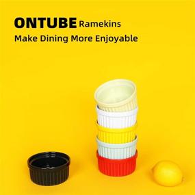 img 2 attached to 🍽️ Обзор ONTUBE Ramekins: Набор из 6 разноцветных духовочных порционных форм Souffle из огнеупорной фарфоровой массы (MixColour, 4 унции)