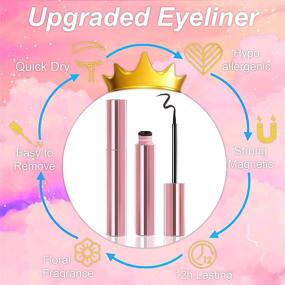 img 1 attached to 👁️ Magnetic Eyelashes with Eyeliner: Natural Look & Easy Removal - 3 Pairs of Short Small Reusable False Lashes in Waterproof Magnetic Lash Kit, No Glue Needed