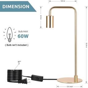 img 3 attached to Set of 2 Gold Industrial Table Lamps - Small Metal Desk Lamp for Reading, Nightstand, Dressers - Modern Bedside Lamps for Bedroom, Living Room, Office, Dorm