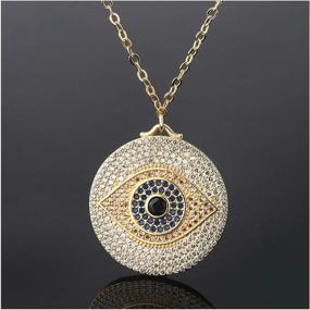 img 2 attached to 👁️ Stunning 14K Gold Evil Eye Necklace: Faith Protection Lucky Jewelry for Women & Girls - Adjustable Dainty Charm with CZ Pave - Perfect Gift for Mom!