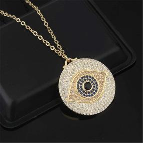 img 1 attached to 👁️ Stunning 14K Gold Evil Eye Necklace: Faith Protection Lucky Jewelry for Women & Girls - Adjustable Dainty Charm with CZ Pave - Perfect Gift for Mom!