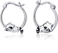 🦔 925 sterling silver animal hoop earrings: hedgehog, fox, raccoon | hypoallergenic huggie earrings | animal jewelry gifts for women & girls logo