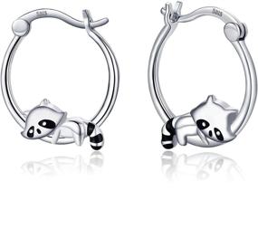 img 4 attached to 🦔 925 Sterling Silver Animal Hoop Earrings: Hedgehog, Fox, Raccoon | Hypoallergenic Huggie Earrings | Animal Jewelry Gifts for Women & Girls