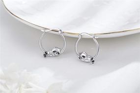 img 2 attached to 🦔 925 Sterling Silver Animal Hoop Earrings: Hedgehog, Fox, Raccoon | Hypoallergenic Huggie Earrings | Animal Jewelry Gifts for Women & Girls