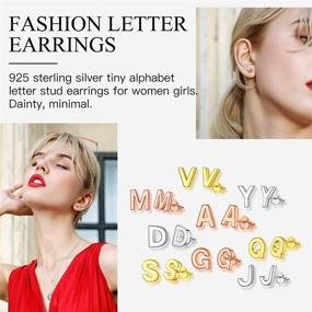 img 2 attached to 925 Sterling Silver Stud Earrings Hypoallergenic Nickel-Free 18K Rose Gold Plated, Minimalist Dainty Initial Alphabet Letter A-Z Earrings for Women Teen Girls