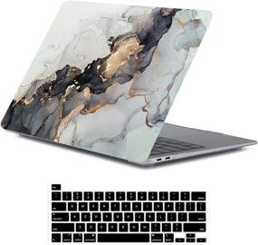 img 4 attached to LanBaiLan Gold Ink Marble Hard Shell Case & Keyboard Cover for MacBook Air 13 inch (2018-2020) – Enhanced Protection and Style!