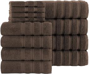 img 4 attached to 🍫 Premium Turkish Cotton Towels Set - 12 Pieces, Soft, Heavy Duty, Fast Drying, Chocolate-Colored Towel Collection