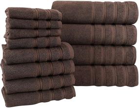 img 3 attached to 🍫 Premium Turkish Cotton Towels Set - 12 Pieces, Soft, Heavy Duty, Fast Drying, Chocolate-Colored Towel Collection