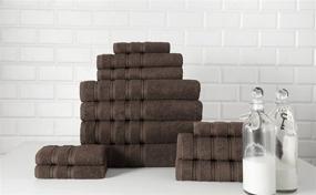 img 1 attached to 🍫 Premium Turkish Cotton Towels Set - 12 Pieces, Soft, Heavy Duty, Fast Drying, Chocolate-Colored Towel Collection