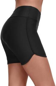 img 4 attached to Yilisha Women's Tummy Control Swim Shorts Plus Size High Waist Black Bikini Bottoms Boy Shorts Swimming Shorts