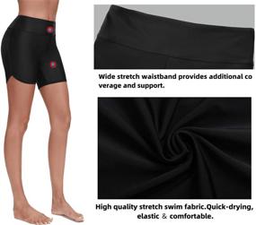 img 1 attached to Yilisha Women's Tummy Control Swim Shorts Plus Size High Waist Black Bikini Bottoms Boy Shorts Swimming Shorts