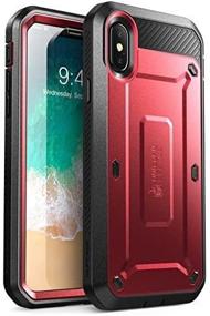 img 1 attached to 🦄 SUPCASE Unicorn Beetle Pro Series Metallic Red Case for iPhone X with Built-In Screen Protector - Full Protection Holster Case for Apple iPhone X / iPhone 10 (2017 Release)