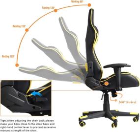 img 1 attached to 💺 VECELO Yellow Computer Gaming High Back Ergonomic Adjustable Executive Swivel PU Leather Office Desk Chair with Headrest, Massager Lumbar Support