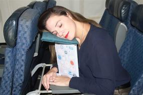 img 3 attached to OptimErgo Travel Pillow Nap Set - Perfect for Airplanes, Trains, Buses, Office Napping - Advanced Design Promotes Forward Leaning, Lightweight, Simple to Use & Eco-Conscious