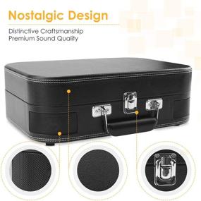 img 2 attached to 🎶 Voksun Bluetooth Turntable with Speakers, Vintage LP Vinyl Record Player, 3-Speed Portable Nostalgic Suitcase, Vinyl to MP3 Recording, AUX USB RCA Headphone Jack, Black