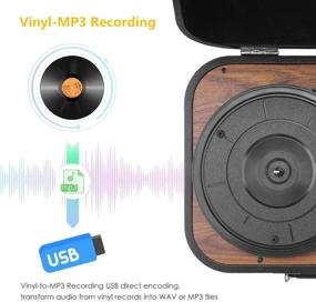 img 1 attached to 🎶 Voksun Bluetooth Turntable with Speakers, Vintage LP Vinyl Record Player, 3-Speed Portable Nostalgic Suitcase, Vinyl to MP3 Recording, AUX USB RCA Headphone Jack, Black