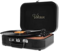 🎶 voksun bluetooth turntable with speakers, vintage lp vinyl record player, 3-speed portable nostalgic suitcase, vinyl to mp3 recording, aux usb rca headphone jack, black логотип