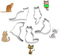 🐱 cute cat cookie cutter set: 5pcs of stainless steel fondant cutters for perfect cake decorations logo