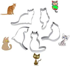 img 4 attached to 🐱 Cute Cat Cookie Cutter Set: 5pcs of Stainless Steel Fondant Cutters for Perfect Cake Decorations