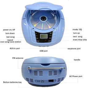 img 2 attached to 🎵 LONPOO Kids CD Player Portable Boombox: Bluetooth/FM Radio/USB/AUX-in, LED Light, Earphone Output (Molandi Blue)