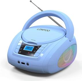 img 4 attached to 🎵 LONPOO Kids CD Player Portable Boombox: Bluetooth/FM Radio/USB/AUX-in, LED Light, Earphone Output (Molandi Blue)