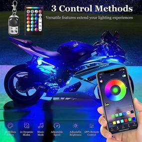 img 3 attached to 🏍️ Icicar 8pcs Motorcycle LED Light Kit App Control Music Mode RGB 16 Million Colors Waterproof Brake Light Function IP68 with Dual Remote Motorcycle Lights