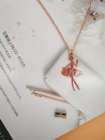 img 2 attached to 🩰 MANZHEN Rose Gold Ballerina Dancer Recital Gift Ballet Dance Necklace with Initial Alphabet Pendant for Girls' Jewelry