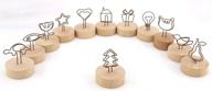 unique nxg wood creative photo holder - 12 pack set, metal funny clip, wood base, multi-purpose desktop decoration, memo & card holder, creative gift logo