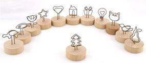 img 1 attached to Unique NXG Wood Creative Photo Holder - 12 Pack Set, Metal Funny Clip, Wood Base, Multi-purpose Desktop Decoration, Memo & Card Holder, Creative Gift