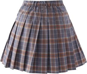 img 3 attached to 👗 Pleated Plaid Skirt for Little Big Girls and Women, High Waist Mini Skort for School and Tennis, Sizes 2T - 14 Years and 3XL