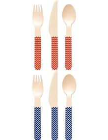 img 1 attached to Perfect Stix Game Day Set Blue And Orange-36Ct Game Day Wooden Cutlery Sets