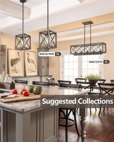 img 1 attached to 🔦 FEMILA 5-Light Kitchen Island Light Fixture, Farmhouse Linear Pendant Lighting with Clear Glass Lamplshade, Metal Frame, Antique Wood Grain Paint Finish, 4FY42-5 WB