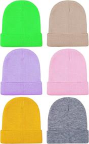 img 4 attached to Cooraby Beanies Knitted Fluorescent Assorted