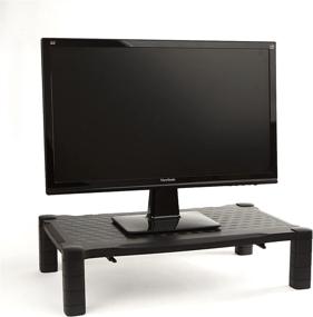 img 3 attached to 🖥️ Mind Reader Extra Wide Monitor Stand: Adjustable Height Monitor Riser for Computer, Laptop, Desk, iMac - Black