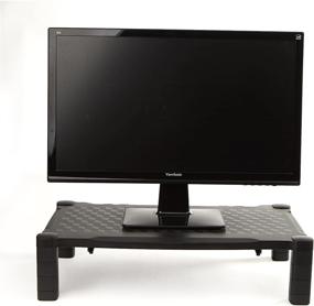 img 4 attached to 🖥️ Mind Reader Extra Wide Monitor Stand: Adjustable Height Monitor Riser for Computer, Laptop, Desk, iMac - Black