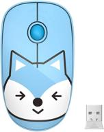 🦊 fd v8 wireless mouse: cute colorful animal design | slim, silent & travel-friendly | battery included | nano receiver | compatible with laptop, pc, chromebook (blue fox) logo