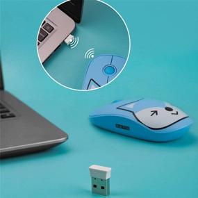 img 1 attached to 🦊 FD V8 Wireless Mouse: Cute Colorful Animal Design | Slim, Silent & Travel-Friendly | Battery Included | Nano Receiver | Compatible with Laptop, PC, Chromebook (Blue Fox)