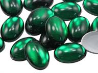 20 pcs green emerald oval acrylic cabochons rhinestones gems for crafts, costumes, card invitations, jewelry, cosplay - 25x18mm flat back plastic embellishments (h106) logo