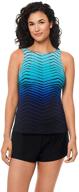 reebok womens performance tankini bathing logo