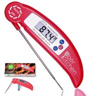 🌡️ red digital instant read kitchen food thermometer for cooking, grilling, barbecue, candy, baking, baby formula, temperature check - bbq grill, coffee, tea, milk, burger - collapsible stainless steel probe logo