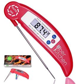 img 4 attached to 🌡️ Red Digital Instant Read Kitchen Food Thermometer for Cooking, Grilling, Barbecue, Candy, Baking, Baby Formula, Temperature Check - BBQ Grill, Coffee, Tea, Milk, Burger - Collapsible Stainless Steel Probe