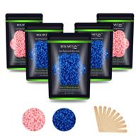 european brazilian pearl waxing beans 17.5oz for hair removal - for women & men, includes 10 waxing spatulas - ideal for bikini, eyebrow, face, armpit - pack of 5 logo