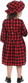 img 2 attached to 👧 Adorable A&J DESIGN 3pcs Buffalo Plaid Dress Toddler Girl Outfit: Perfect Fall Clothes Set with Long Sleeve Dress, Leggings, and Hat!