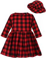 👧 adorable a&j design 3pcs buffalo plaid dress toddler girl outfit: perfect fall clothes set with long sleeve dress, leggings, and hat! logo