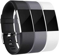 3-pack small black/gray/white maledan bands replacement compatible with fitbit charge 2 logo