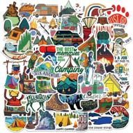 🏕️ waterproof vinyl adventure hiking stickers for water bottle - set of 50pcs, outdoor camping stickers for adults, teens, girls, boys, camper - wilderness nature forest decals for hydroflask, laptop, cup, suitcase, bike logo