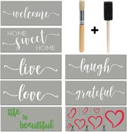 16pcs reusable inspirational stencils: welcome love grateful hearts for painting on wood, canvas - rustic farmhouse fall décor kit logo