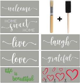 img 4 attached to 16pcs Reusable Inspirational Stencils: Welcome Love Grateful Hearts for Painting on Wood, Canvas - Rustic Farmhouse Fall Décor Kit