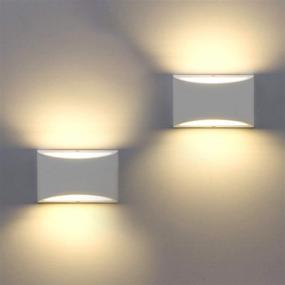 img 2 attached to 🔆 Sobrovo 2 Pack Modern Wall Sconce with 2700K 7W G9 LED Bulbs - Stylish Gypsum Plaster Uplighter Downlighter for Bedroom Hallway Porch Stairs