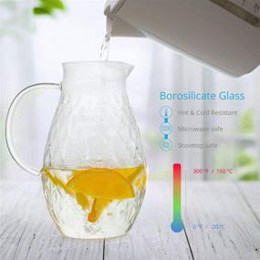 img 1 attached to 🥛 Borosilicate Glass Pitcher with Lid and Spout - 68 Ounces Cold and Hot Water Carafe with Diamond Pattern – Ideal for Homemade Iced Tea and Juice